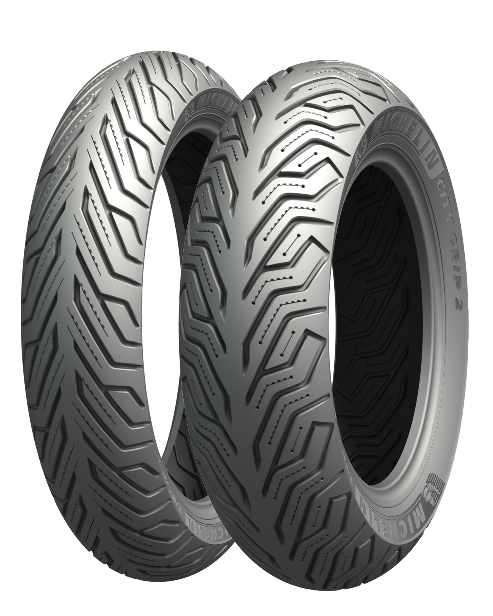 Michelin City Grip 2 front/rear motorcycle tire 90/90-14 52s with reinforced tread for city riding, shown on a wheel.