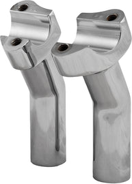 HardDrive 4.5-inch chrome H-Bar risers for motorcycle handlebars, featuring pullback design and polished finish.