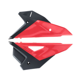 Acerbis CRF red and black upper and lower side panels for motorcycle body, with visible design and mounting points.
