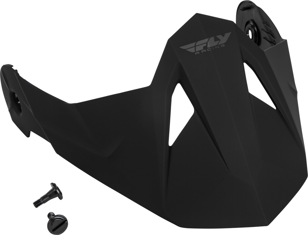 Fly Racing Odyssey Peak matte black helmet accessory with peak visor attachment for motorcycle helmets.