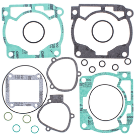 Vertex Top End Gaskets 681-0335 set showing detailed black rubber gaskets and seals for engine top end repair.