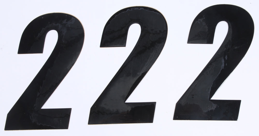 DCOR Number 2 black graphic decals, 6-inch size, in a pack of three, featuring bold design elements.