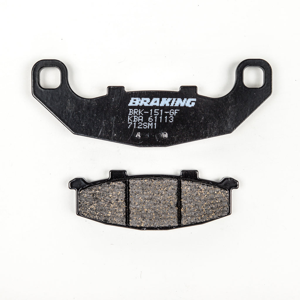 Semi-metallic braking brake pad set from Braking, model 31-712S, showing the individual brake pads with mounting features.