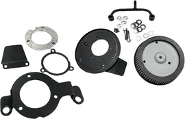 HardDrive M8 Round Hi Performance Satin Black intake and breather kit for car, featuring high-quality metal components and branding.