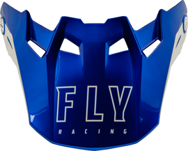 Fly Racing Formula CC Centrum visor in metallic blue and light grey for medium and large helmets, featuring a sleek, reflective design.