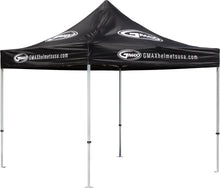 Load image into Gallery viewer, Black 10x10 aluminum canopy with GMAX top, sturdy frame, ideal for outdoor shade and protection in commercial or recreational spaces.