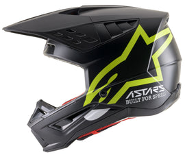 Alpine Star S-M5 Compass Helmet in matte black and yellow fluo, size XS, with aerodynamic design and ventilation features.