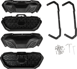 Open Trail windshield vent kit installed on off-road vehicle, showing the open windscreen vent with adjustable slats.