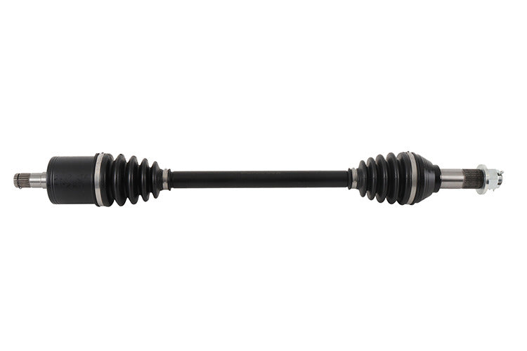 All Balls 8 Ball Extreme Axle front view showing black metal axle with detailed components and branding markings