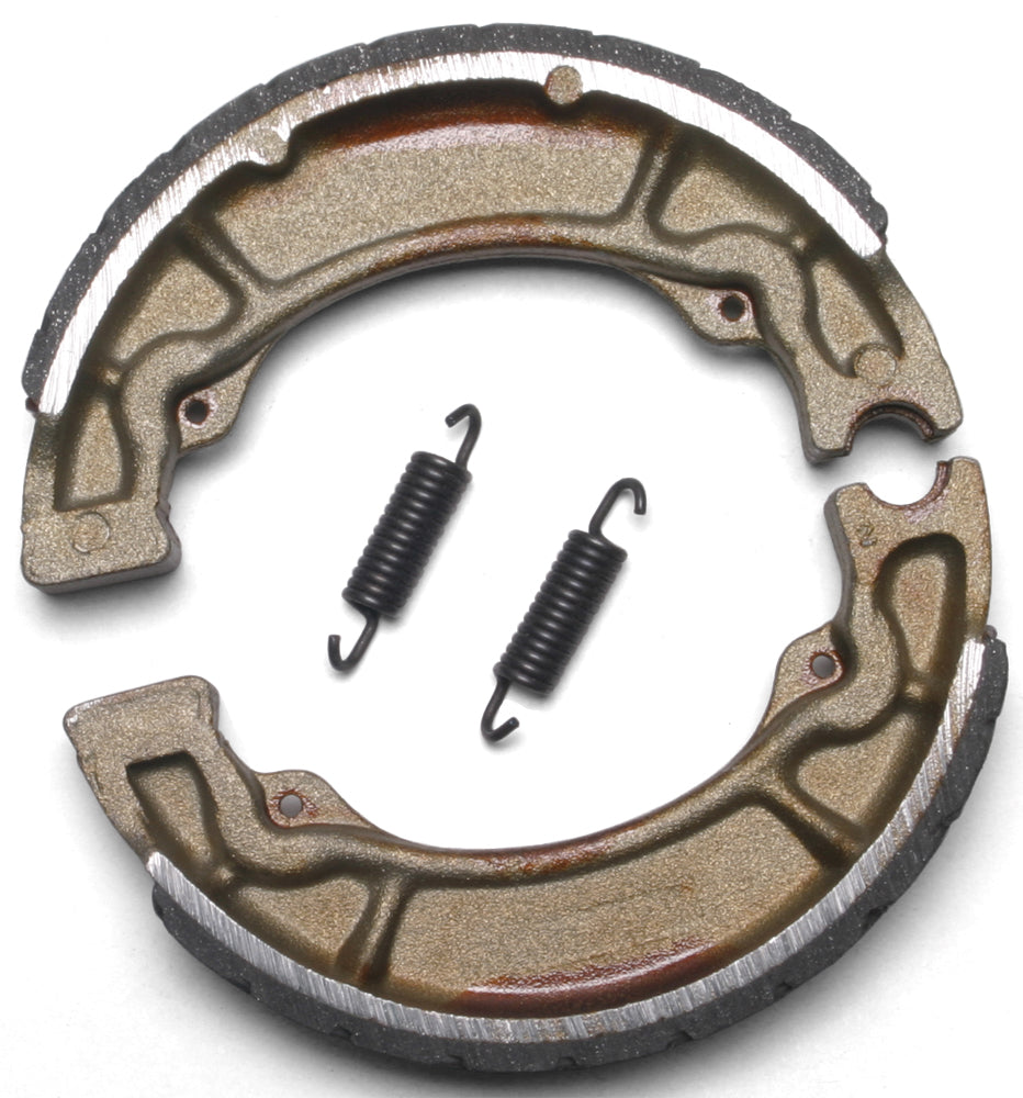 EBC Motorcycle Brakes grooved brake shoes, 517g, with detailed surface texture and grooves for enhanced braking performance.