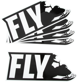 Fly Racing Fly Snow 2021 sticker pack with five 15-inch rider stickers, featuring bold graphics and the Fly Racing logo.