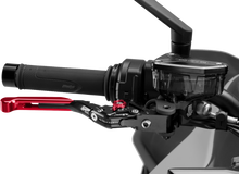 Charger l'image dans la galerie, Red PUIG Brake Lever 4.0 Fold/Extend for motorcycles, showcasing the sleek, ergonomic design and adjustable fold feature.