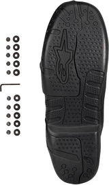 Alpine Star Tech-7s Sole black racing shoes in size 4, showing the sleek black sole and detailed design.
