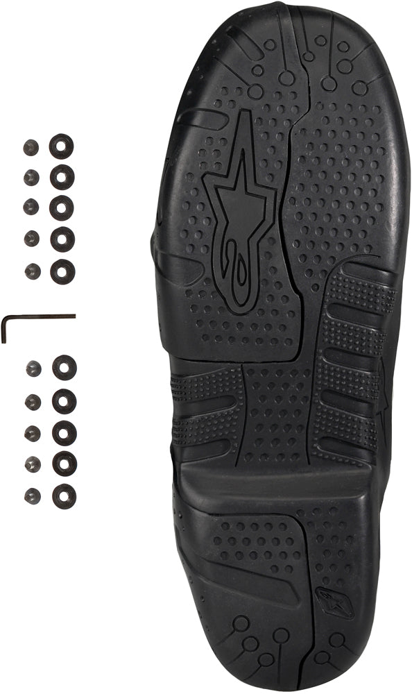 Alpine Star Tech-7s black motorcycle sole in size 05, showing the textured rubber sole and branding details.