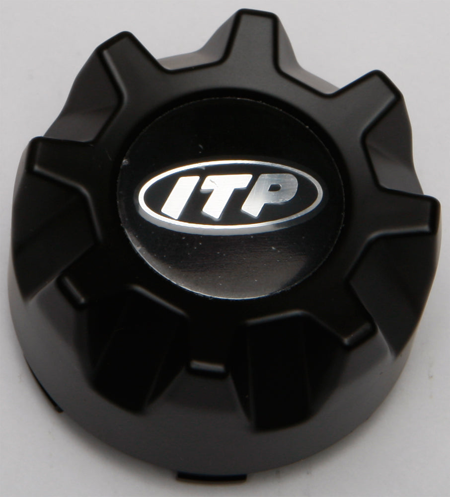 ITP Hurricane wheel center cap for 4/110-4/156 bolt pattern, round silver metal wheel component with ITP branding