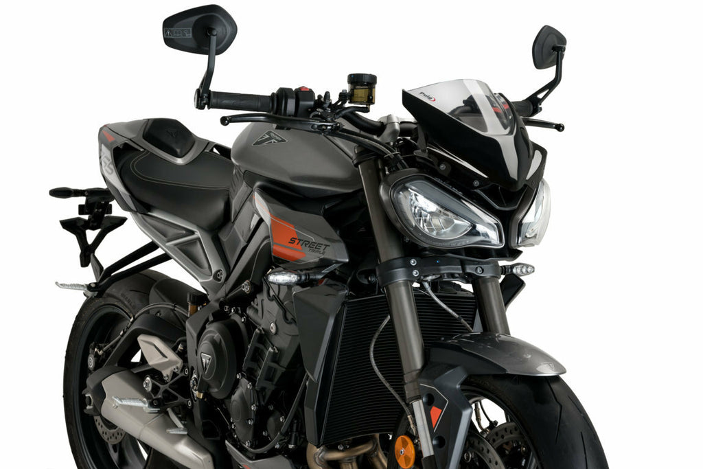 PUIG Naked New Gen Sport clear windshield for motorcycle, showcasing transparent, aerodynamic windscreen design.