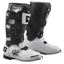 GAERNE SG10 black and white riding boots in size 13, showcasing sleek design and sturdy footwear construction.
