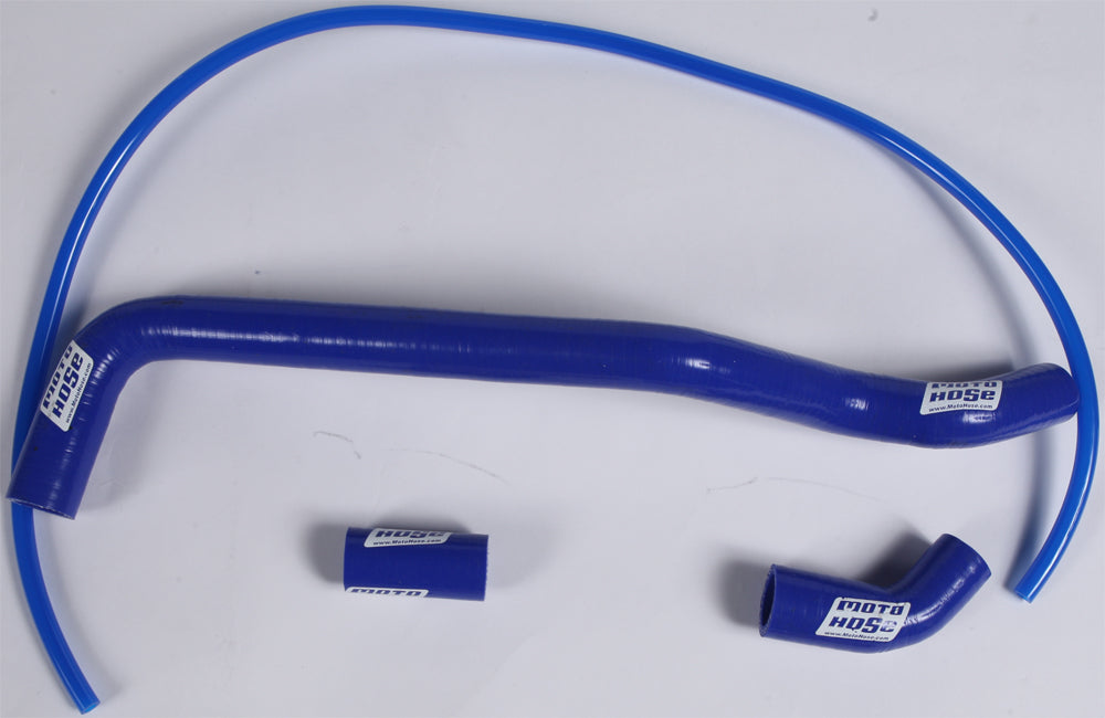 Blue Moto Hose silicone engine hose kit with multiple flexible hoses and connectors for automotive cooling and engine applications.
