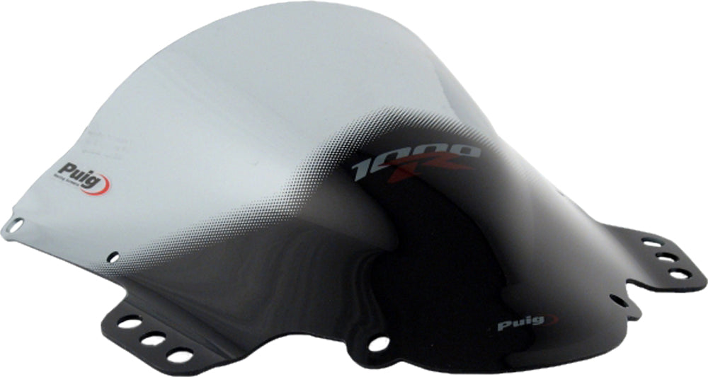 PUIG Racing Smoke Windscreen for motorcycle, transparent windshield with aerodynamic design, fits racing motorcycle models.