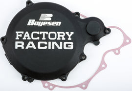 Boyesen Factory Racing Clutch Cover in black for Yamaha YZ250 motorcycle, designed for durability and performance.