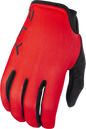 Fly Racing Radium Gloves in red, size small, featuring padded palms and adjustable wrist straps for motocross riding.