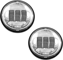 Load image into Gallery viewer, Cyron Lighting Harley chrome passing lamps, 4.5-inch illumination lamps with reflective chrome finish, shown in close-up view.