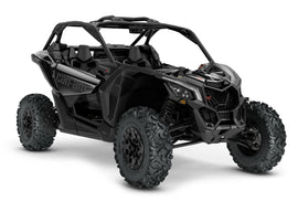 Black Can-Am Maverick X3 X Turbo 1:18 scale die-cast model by New Ray Toys, detailed remote control accessories.