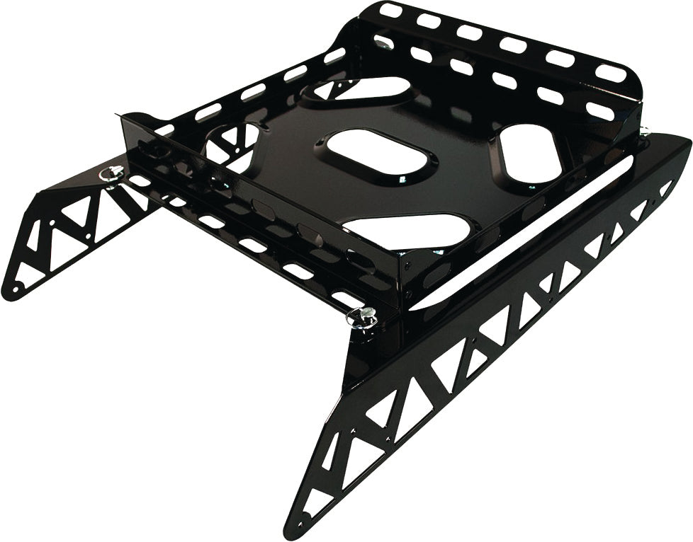 Z Broz Racing Quick Draw Rack A/C S/M in black mounted on a vehicle body, showcasing durable metal construction and sleek design.