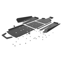 Load image into Gallery viewer, SEIZMIK skid plate with tree kickers Uhmw for body protection, shown in black with mounting features.