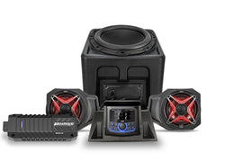 SSV Works 3 speaker kit with JVC controller, phase equalizer, and wiring components for audio enhancement in vehicles.