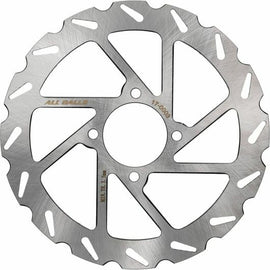 All Balls brake rotor 21-80003 showing a close-up of the circular metal disc with vented design for motorcycle braking system.