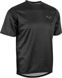 Fly Racing Action Jersey in black, featuring lightweight fabric and bold branding, designed for motocross and off-road riding.