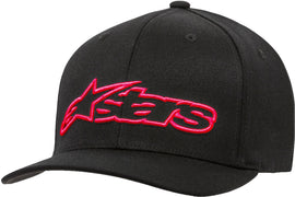 Alpine Star Blaze Flexfit Hat in black and red, large/X-large size, with a structured cap and Alpine Star branding visible.
