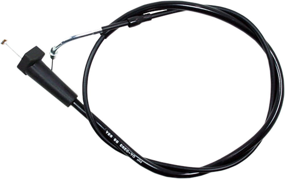 Motion Pro black vinyl throttle cable 70-4203 for motorcycle control lines, shown with textured black vinyl cover and metal fittings.