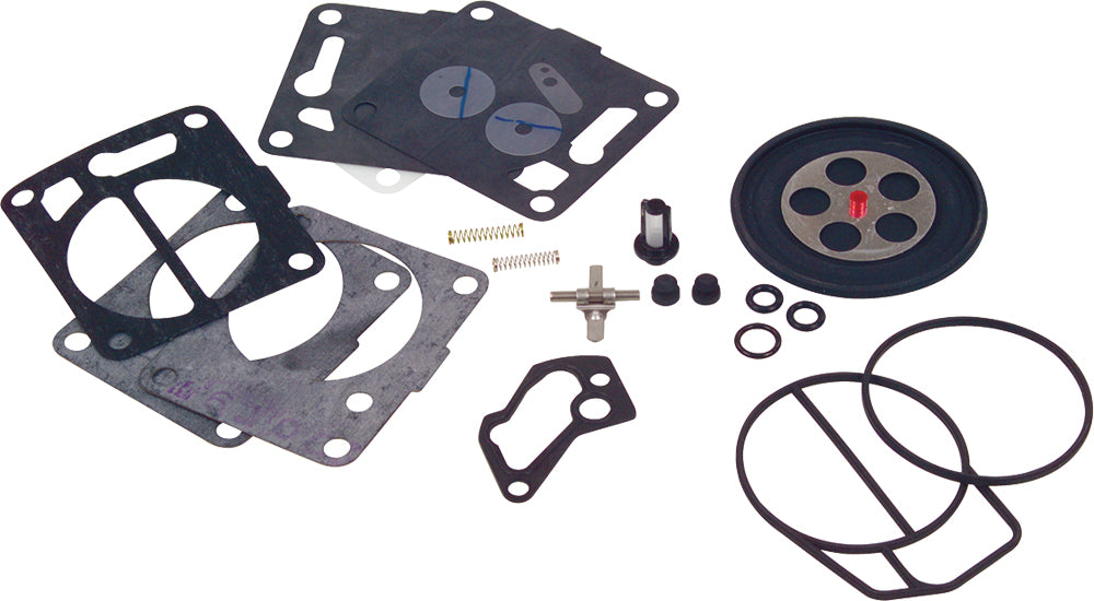Mikuni Bn I-Series 44mm rebuild kit for intake, carb, and fuel system showing gaskets, seals, and components.