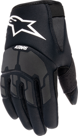 Black Alpine Star Youth Thermo Shielder Gloves with insulated design and adjustable wrist strap for cold weather protection.