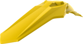 Yellow Polisport Plastics restyle rear fender for bikes, featuring a sleek design and durable plastic construction.