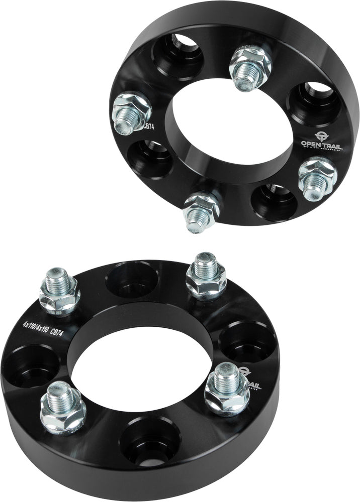 Open Trail 1-inch wheel spacer for 4x110 stud pattern, featuring 12mm x 1.5mm bolts, for vehicle wheel compatibility.
