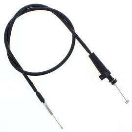 All Balls throttle cable 24-51098 for motorcycle, showing the black cable with metal fittings and protective outer covering.