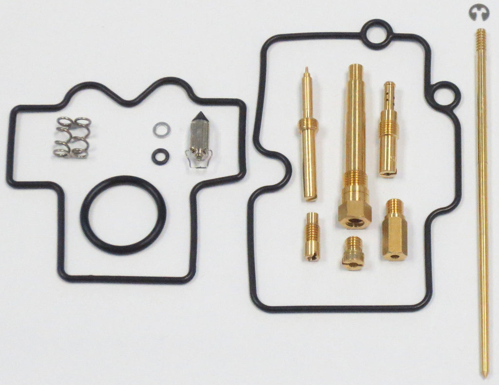 Shindy Carburetor Repair Kit 03-0429 for intake, carburetor, and fuel system with various gaskets and components laid out.