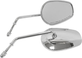 HardDrive chrome tapered long stem mirror with OE style design, featuring a sleek, reflective surface and detailed mounting hardware.