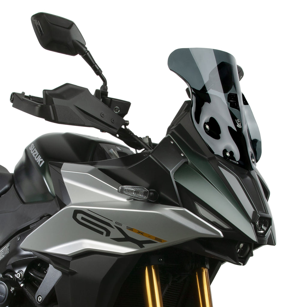 National Cycle Vstream Windscreen Sport Dark Tint for Suzuki motorcycle, shown with sleek, tinted windshield in clear view.