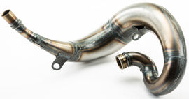 Pro Circuit Works exhaust pipe for KTM and Husqvarna motorcycles, showcasing the sleek metal design and branding on the pipe.