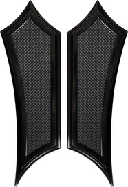 All black Accutronix Instigator floorboards for Indian motorcycles, showing textured foot control surfaces.
