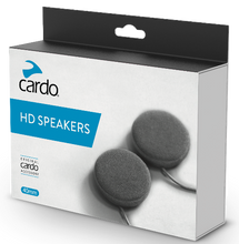 Load image into Gallery viewer, Cardo Systems 40mm audio speakers accessory with black casing and wiring for communication devices.