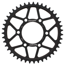 Steel 43-tooth rear sprocket for Kawasaki ZX by Supersprox, black finish, designed for 525 chain drive.