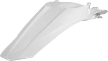 Load image into Gallery viewer, Acerbis white rear fender for motorcycles, showing a close-up of the durable plastic fender with mounting points.