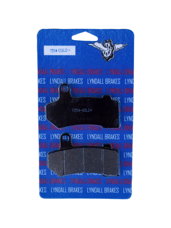 Lyndall Racing Brakes brake pad Fr G+ 815-0011 showing black friction material and metal backing plate, designed for high-performance braking.