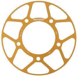 Supersprox rear edge sprocket in gold aluminum, 45-tooth, for Suzuki motorcycle, showing the detailed sprocket design.