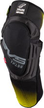 Load image into Gallery viewer, Black and hi-vis green EVS TP199 knee and shin guard in large/xl size, showing padded protective safety gear.